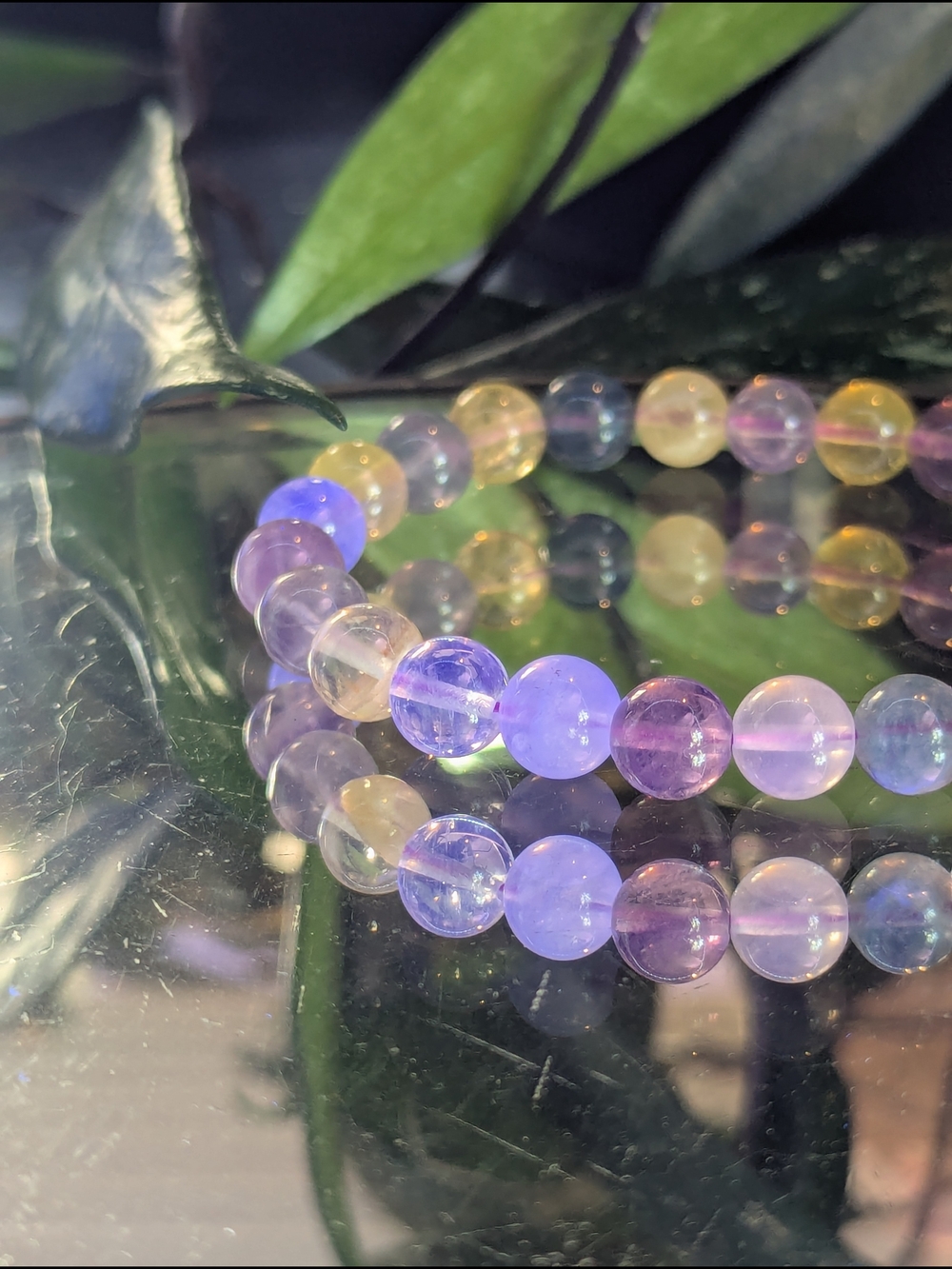 AA-Quality Rainbow Florite Crystal Beaded Bracelet Specimine - Florescent